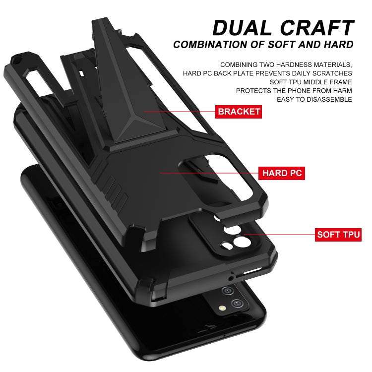For Samsung Galaxy A02s 164mm Super V Armor PC + TPU Shockproof Case with Invisible Holder