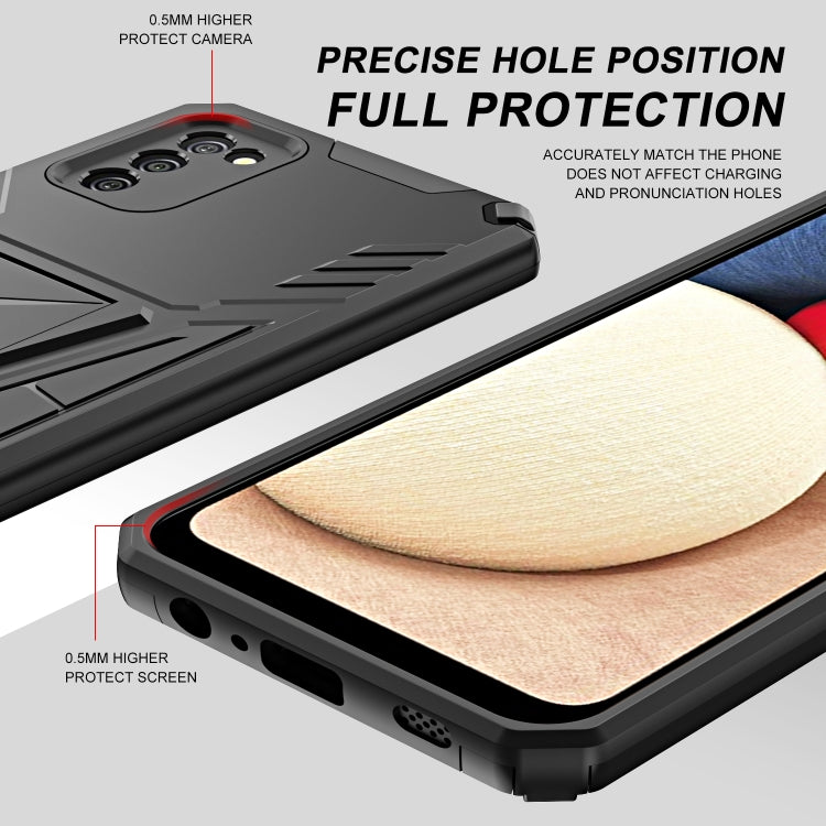 For Samsung Galaxy A02s 164mm Super V Armor PC + TPU Shockproof Case with Invisible Holder