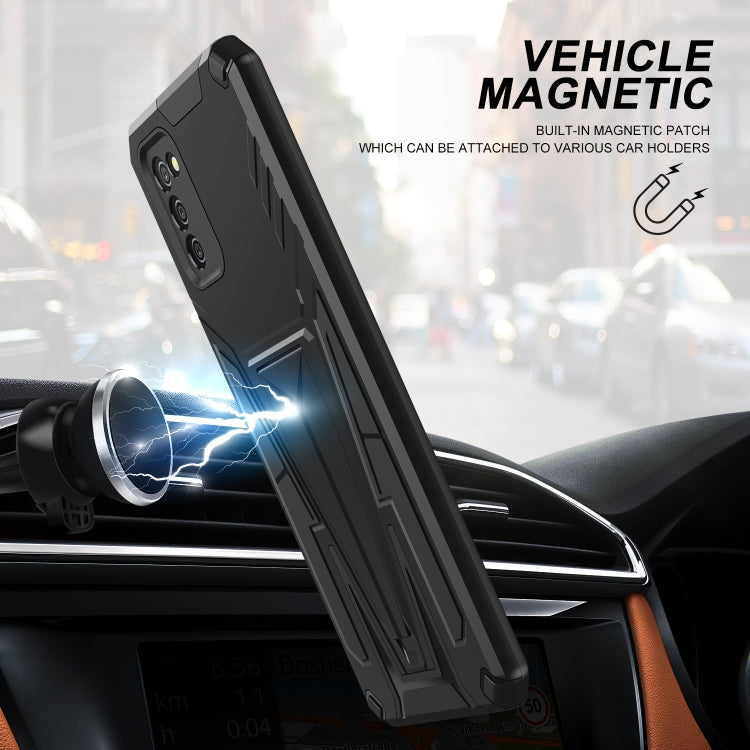 For Samsung Galaxy A02s 164mm Super V Armor PC + TPU Shockproof Case with Invisible Holder