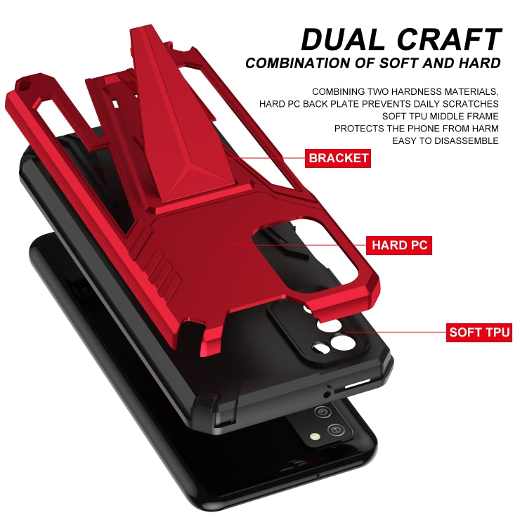 For Samsung Galaxy A02s 164mm Super V Armor PC + TPU Shockproof Case with Invisible Holder