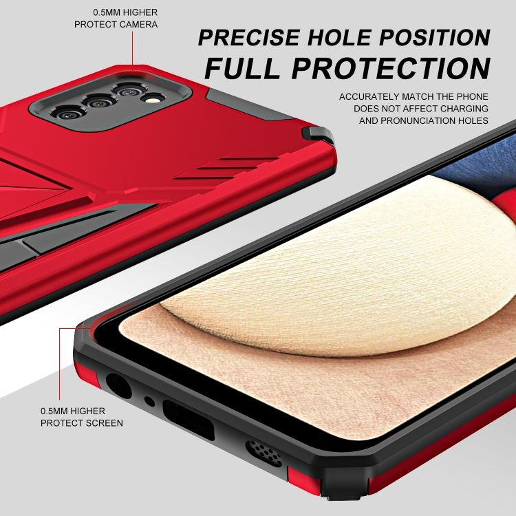 For Samsung Galaxy A02s 164mm Super V Armor PC + TPU Shockproof Case with Invisible Holder