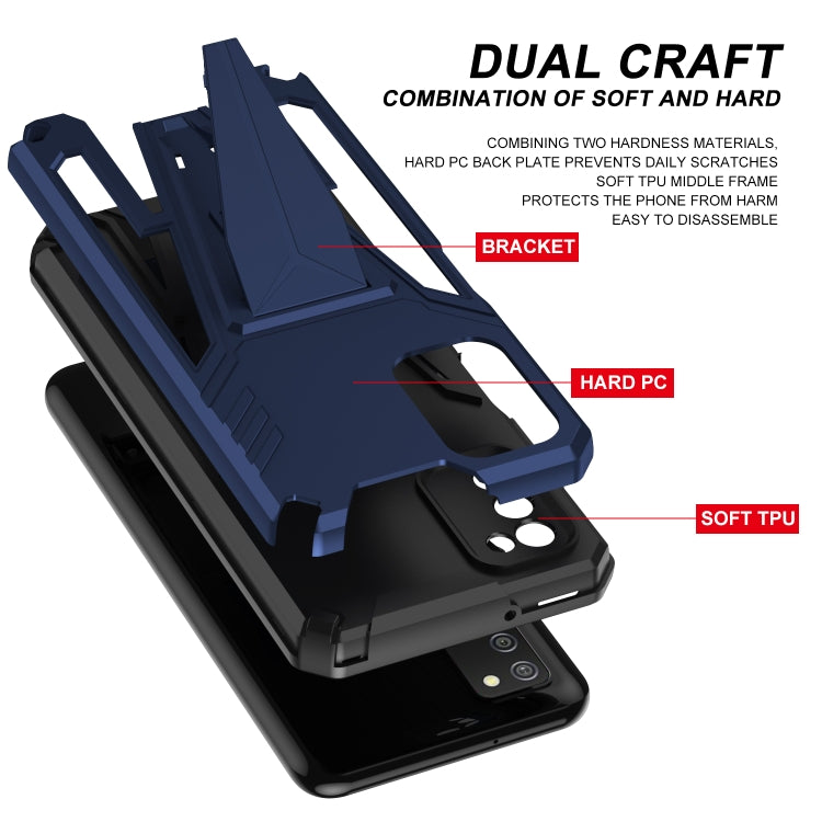 For Samsung Galaxy A02s 164mm Super V Armor PC + TPU Shockproof Case with Invisible Holder