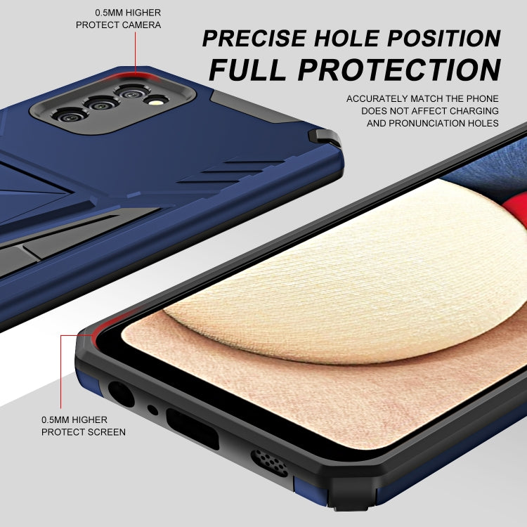 For Samsung Galaxy A02s 164mm Super V Armor PC + TPU Shockproof Case with Invisible Holder
