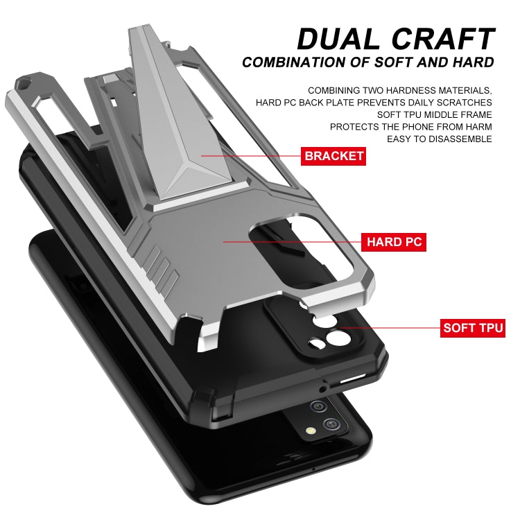 For Samsung Galaxy A02s 164mm Super V Armor PC + TPU Shockproof Case with Invisible Holder