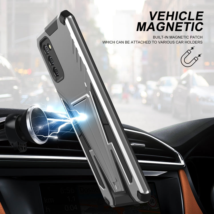 For Samsung Galaxy A02s 164mm Super V Armor PC + TPU Shockproof Case with Invisible Holder