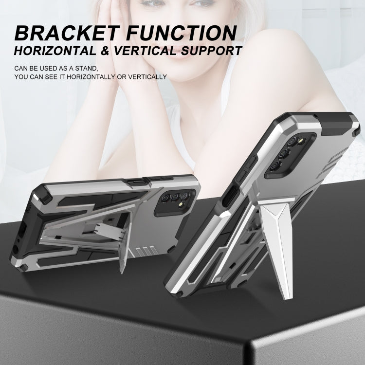 For Samsung Galaxy A02s 164mm Super V Armor PC + TPU Shockproof Case with Invisible Holder