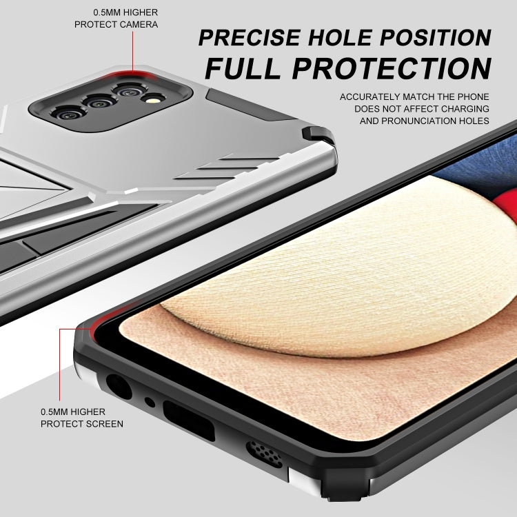 For Samsung Galaxy A02s 164mm Super V Armor PC + TPU Shockproof Case with Invisible Holder