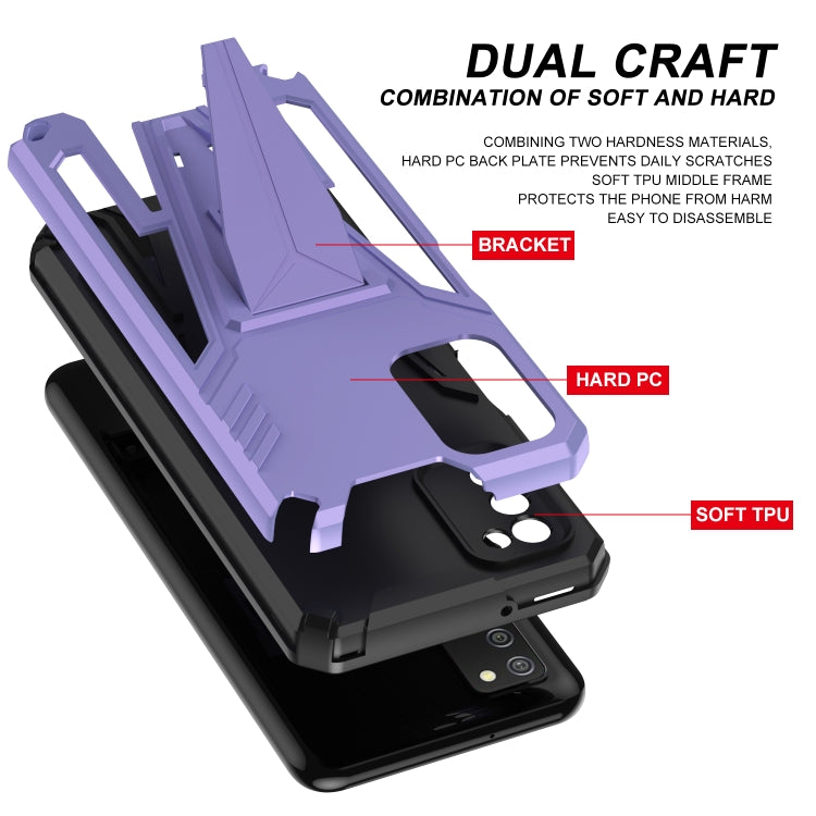 For Samsung Galaxy A02s 164mm Super V Armor PC + TPU Shockproof Case with Invisible Holder