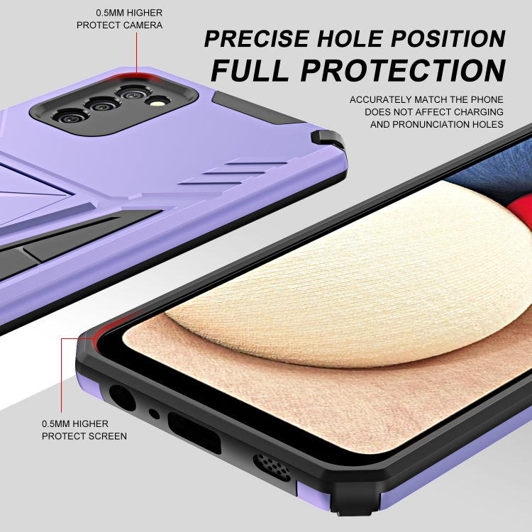 For Samsung Galaxy A02s 164mm Super V Armor PC + TPU Shockproof Case with Invisible Holder