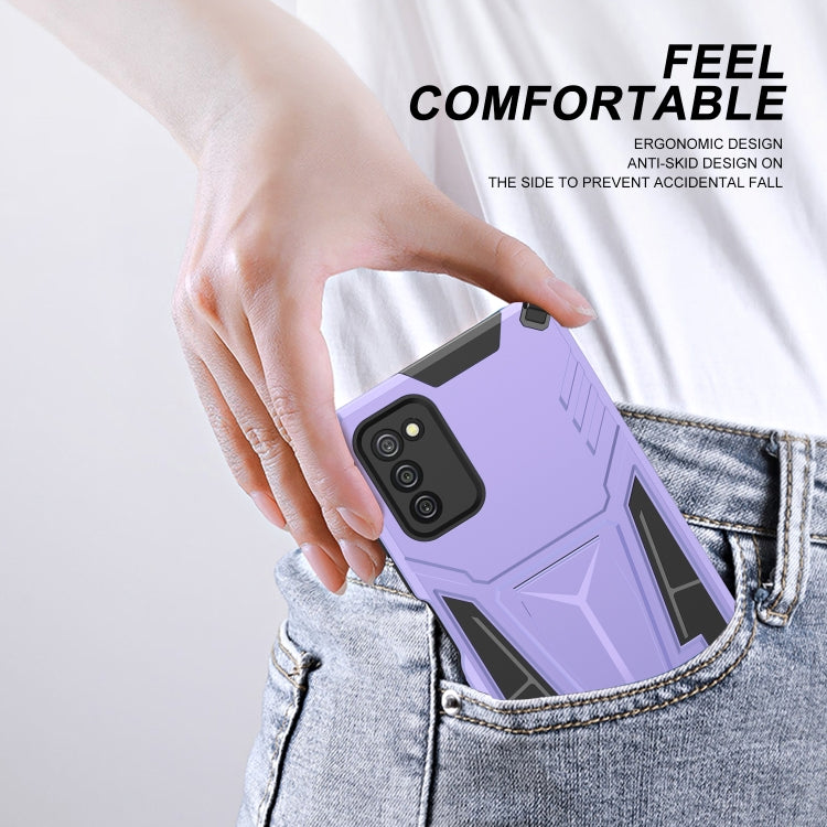 For Samsung Galaxy A02s 164mm Super V Armor PC + TPU Shockproof Case with Invisible Holder