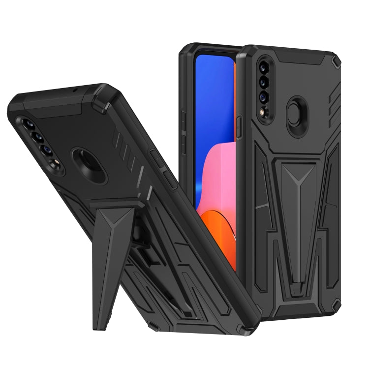 For Samsung Galaxy A20s Super V Armor PC + TPU Shockproof Case with Invisible Holder