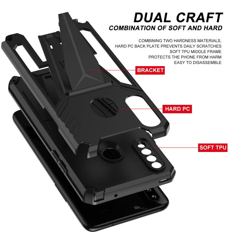 For Samsung Galaxy A20s Super V Armor PC + TPU Shockproof Case with Invisible Holder