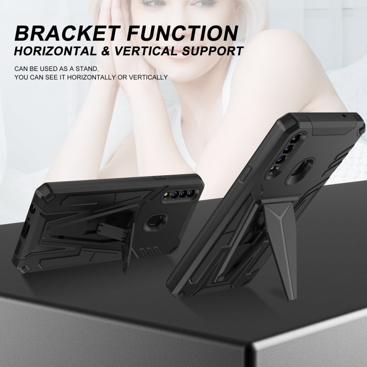 For Samsung Galaxy A20s Super V Armor PC + TPU Shockproof Case with Invisible Holder