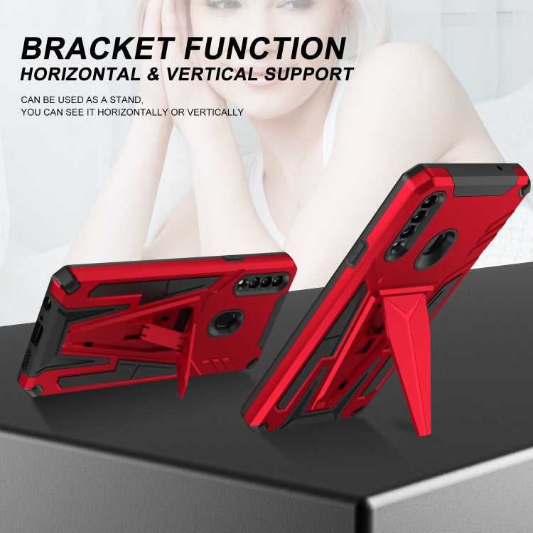 For Samsung Galaxy A20s Super V Armor PC + TPU Shockproof Case with Invisible Holder