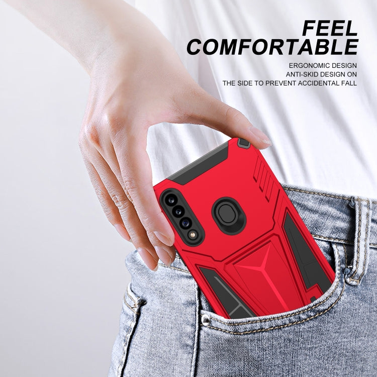 For Samsung Galaxy A20s Super V Armor PC + TPU Shockproof Case with Invisible Holder