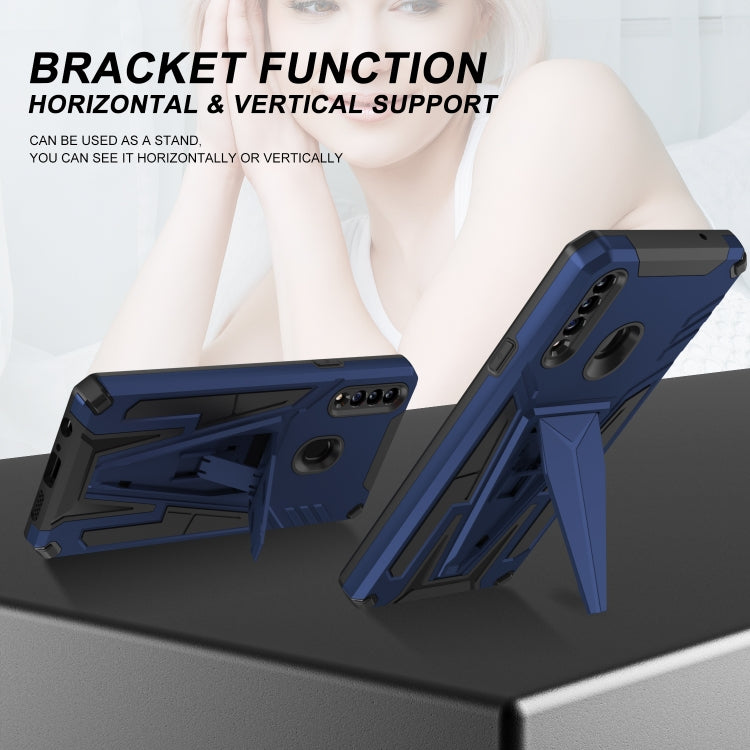 For Samsung Galaxy A20s Super V Armor PC + TPU Shockproof Case with Invisible Holder