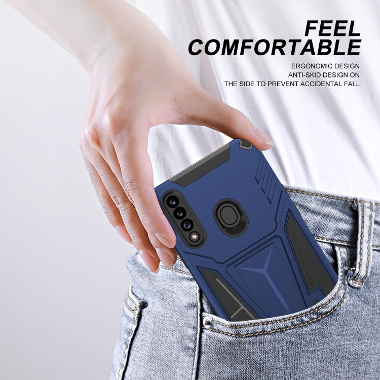 For Samsung Galaxy A20s Super V Armor PC + TPU Shockproof Case with Invisible Holder