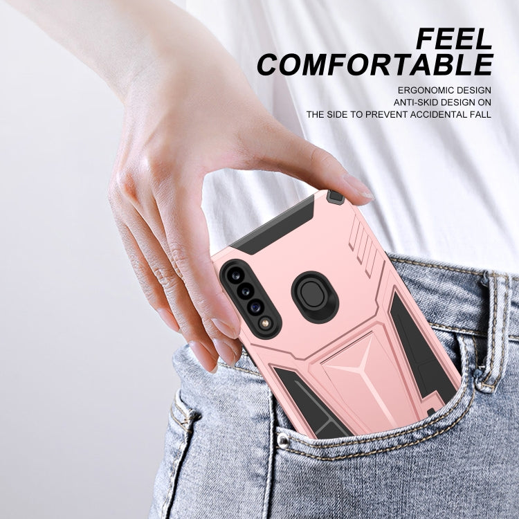 For Samsung Galaxy A20s Super V Armor PC + TPU Shockproof Case with Invisible Holder