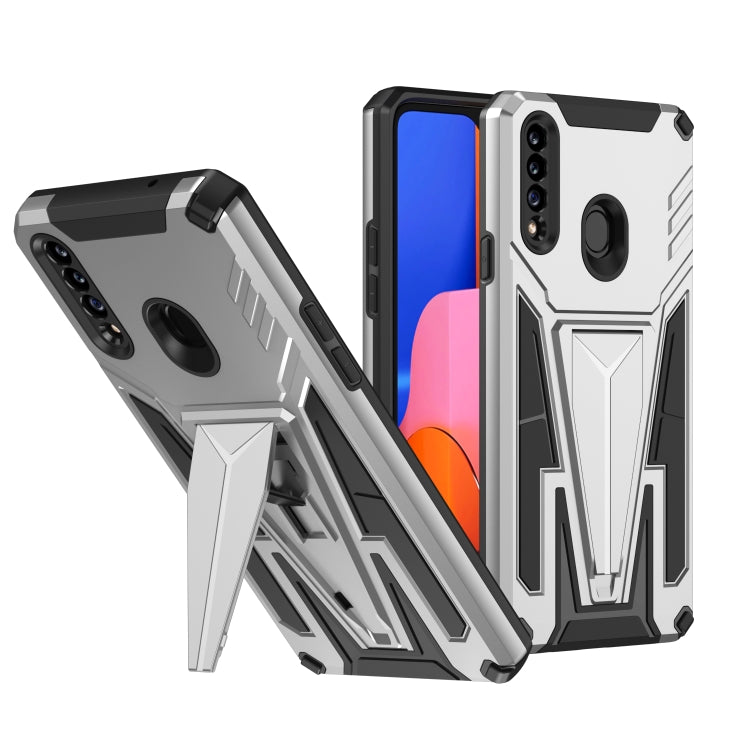 For Samsung Galaxy A20s Super V Armor PC + TPU Shockproof Case with Invisible Holder