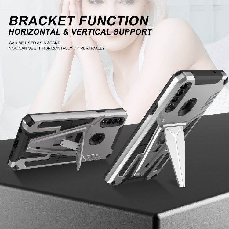 For Samsung Galaxy A20s Super V Armor PC + TPU Shockproof Case with Invisible Holder
