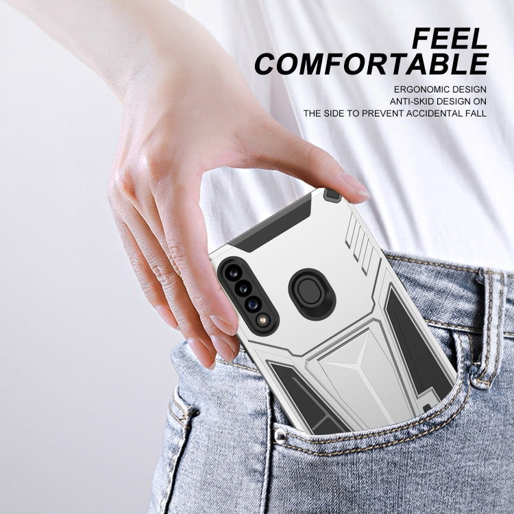 For Samsung Galaxy A20s Super V Armor PC + TPU Shockproof Case with Invisible Holder