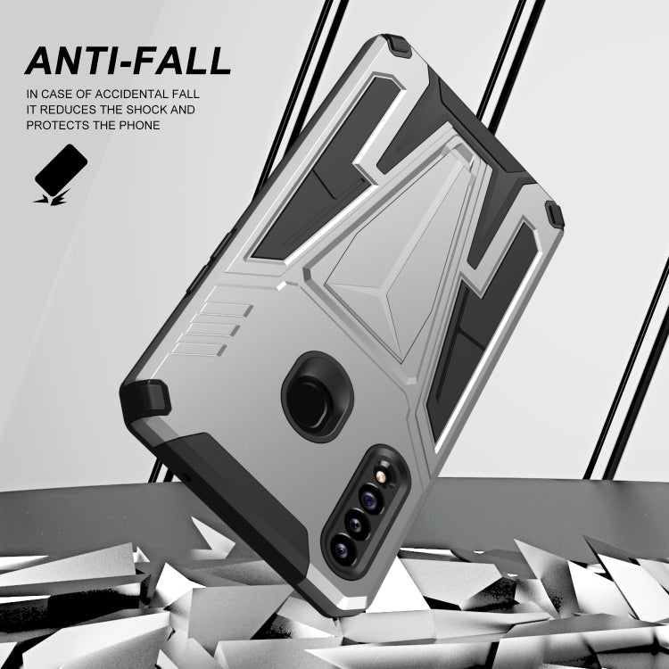 For Samsung Galaxy A20s Super V Armor PC + TPU Shockproof Case with Invisible Holder