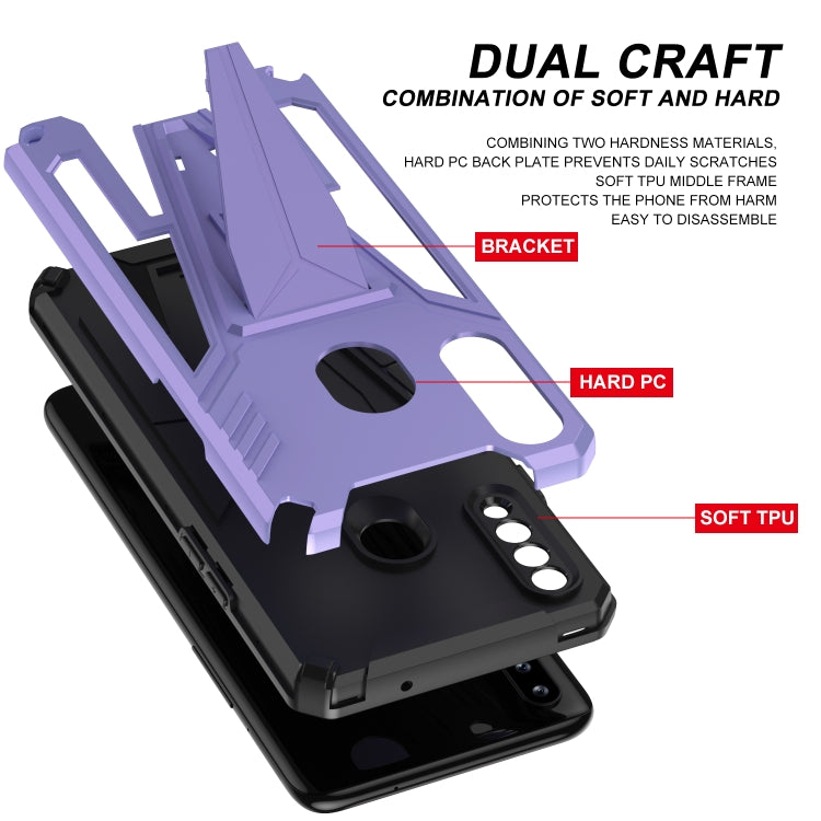 For Samsung Galaxy A20s Super V Armor PC + TPU Shockproof Case with Invisible Holder