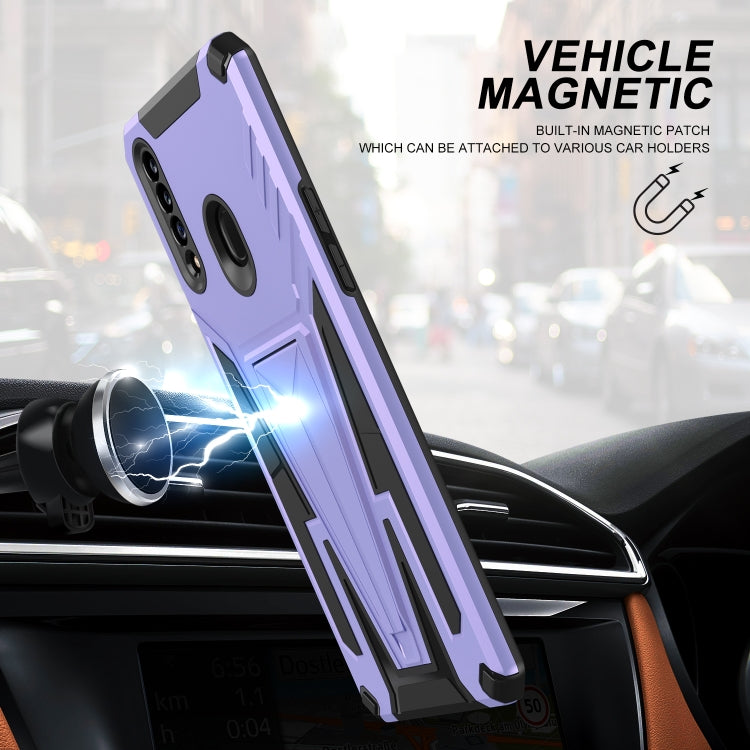 For Samsung Galaxy A20s Super V Armor PC + TPU Shockproof Case with Invisible Holder