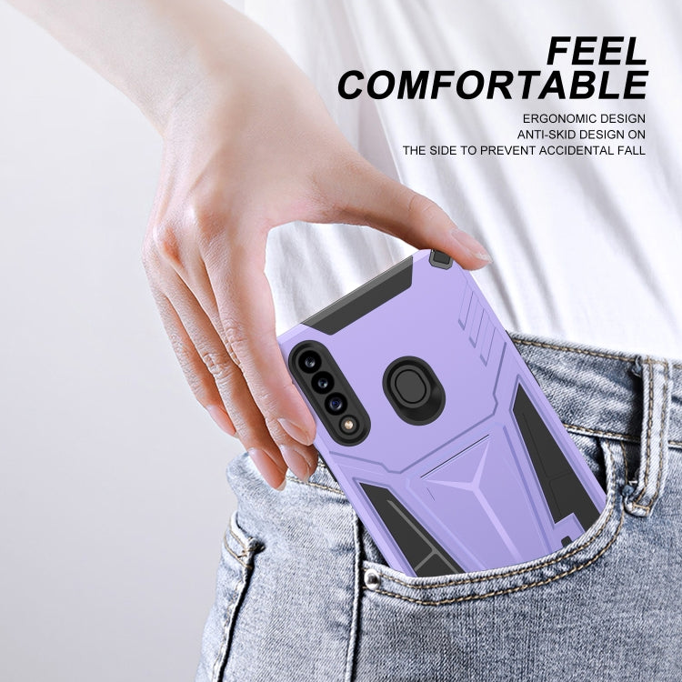 For Samsung Galaxy A20s Super V Armor PC + TPU Shockproof Case with Invisible Holder