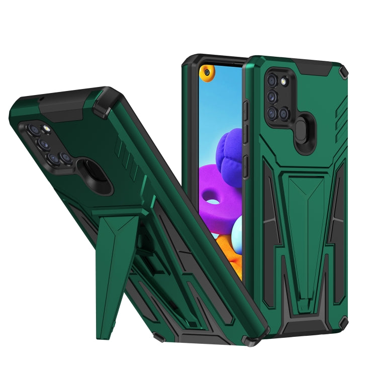 For Samsung Galaxy A21s Super V Armor PC + TPU Shockproof Case with Invisible Holder