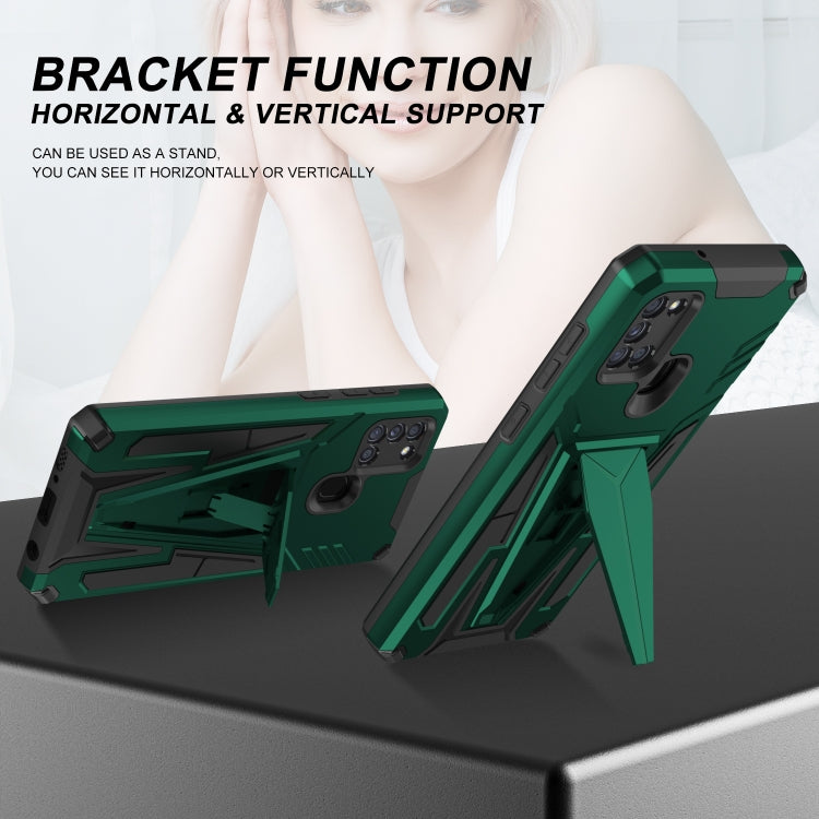 For Samsung Galaxy A21s Super V Armor PC + TPU Shockproof Case with Invisible Holder