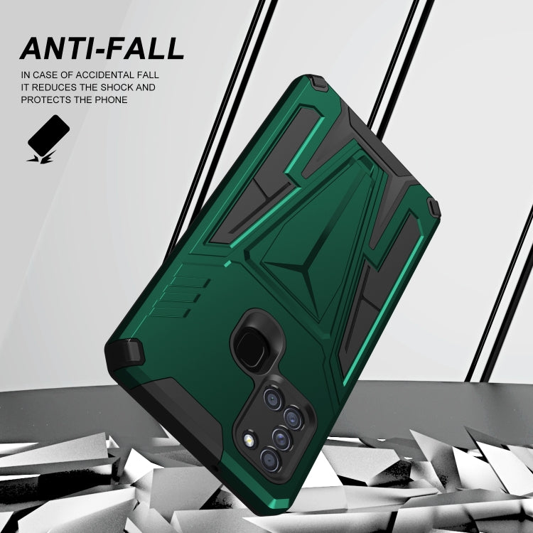 For Samsung Galaxy A21s Super V Armor PC + TPU Shockproof Case with Invisible Holder