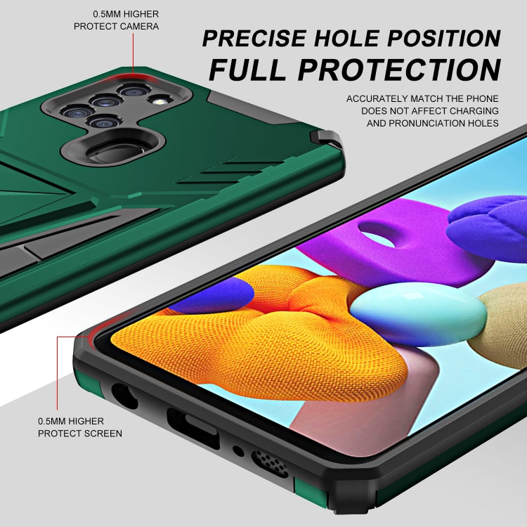 For Samsung Galaxy A21s Super V Armor PC + TPU Shockproof Case with Invisible Holder