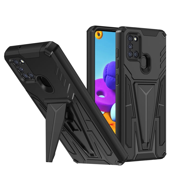 For Samsung Galaxy A21s Super V Armor PC + TPU Shockproof Case with Invisible Holder