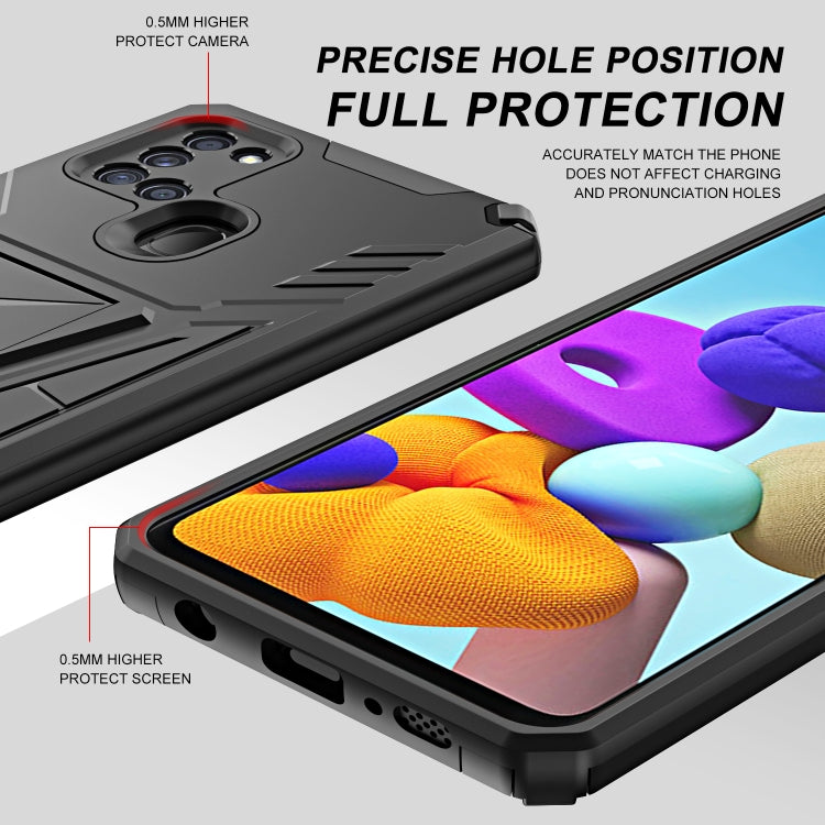 For Samsung Galaxy A21s Super V Armor PC + TPU Shockproof Case with Invisible Holder