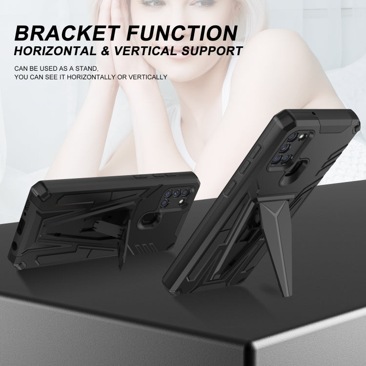 For Samsung Galaxy A21s Super V Armor PC + TPU Shockproof Case with Invisible Holder