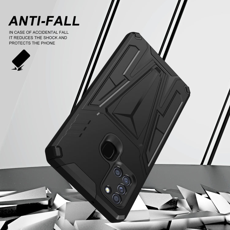 For Samsung Galaxy A21s Super V Armor PC + TPU Shockproof Case with Invisible Holder