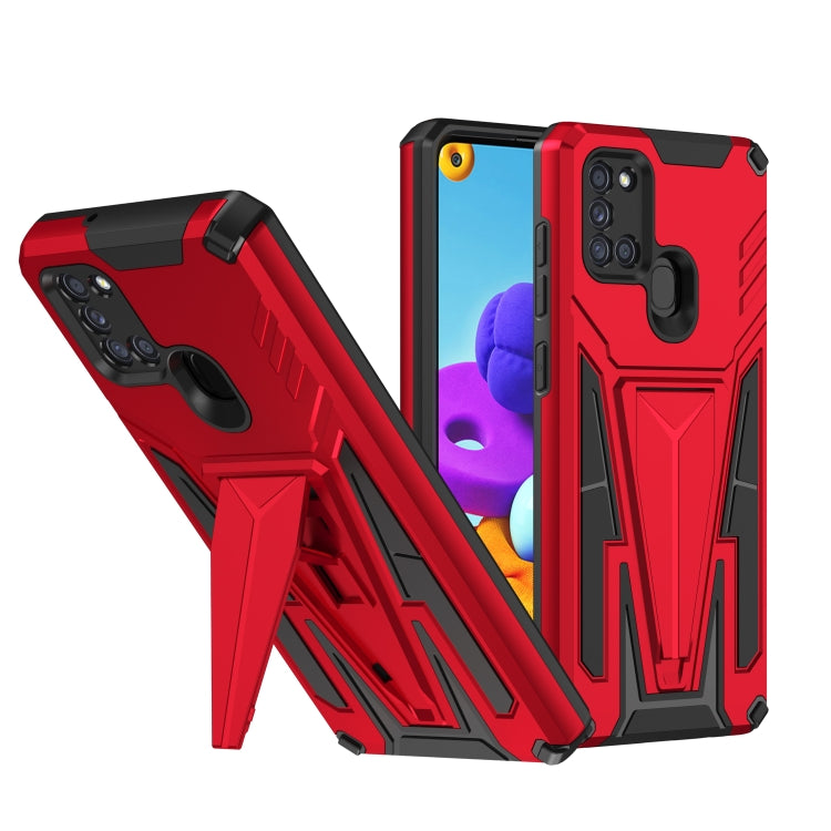 For Samsung Galaxy A21s Super V Armor PC + TPU Shockproof Case with Invisible Holder
