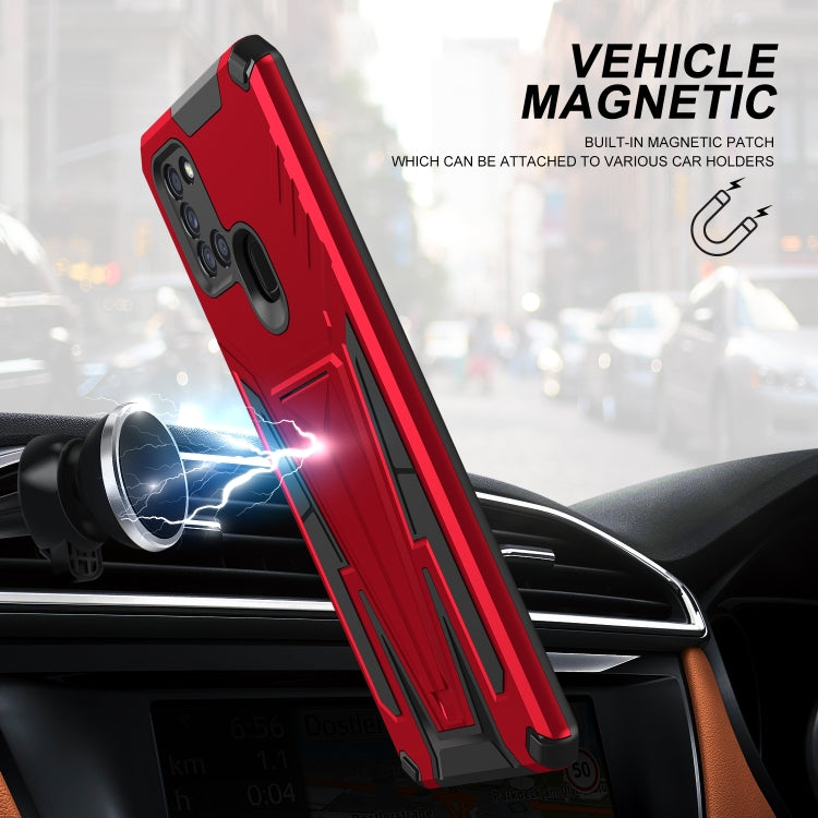 For Samsung Galaxy A21s Super V Armor PC + TPU Shockproof Case with Invisible Holder