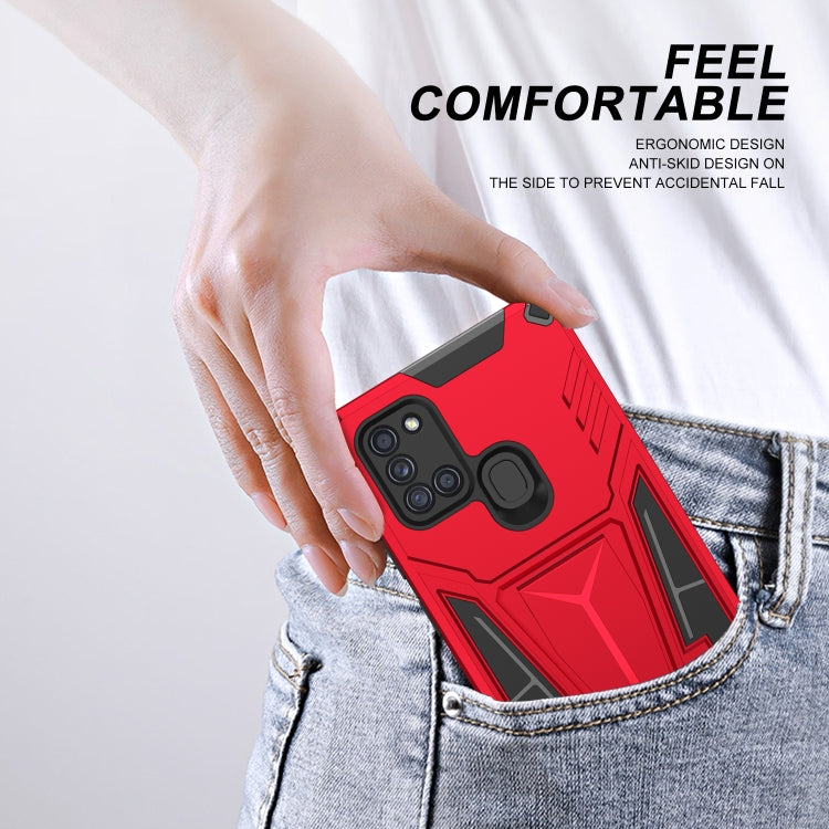 For Samsung Galaxy A21s Super V Armor PC + TPU Shockproof Case with Invisible Holder