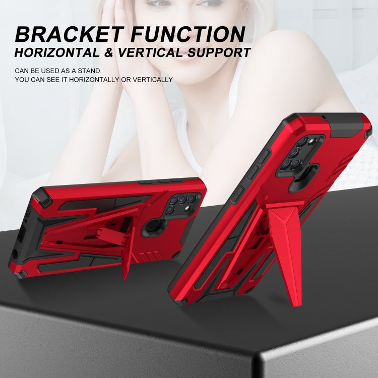 For Samsung Galaxy A21s Super V Armor PC + TPU Shockproof Case with Invisible Holder