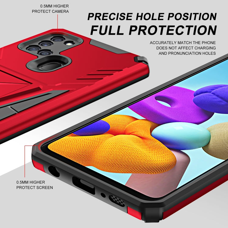 For Samsung Galaxy A21s Super V Armor PC + TPU Shockproof Case with Invisible Holder