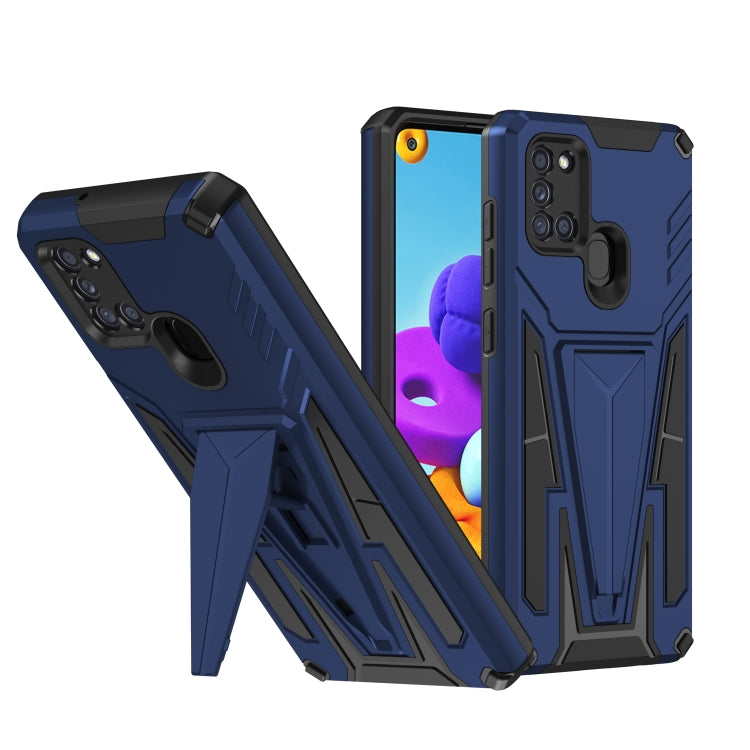 For Samsung Galaxy A21s Super V Armor PC + TPU Shockproof Case with Invisible Holder