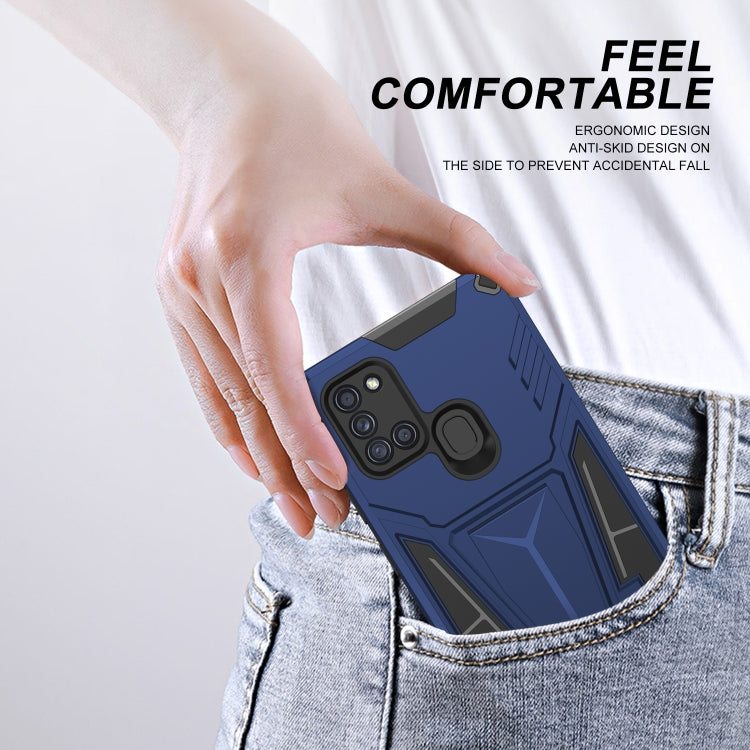 For Samsung Galaxy A21s Super V Armor PC + TPU Shockproof Case with Invisible Holder