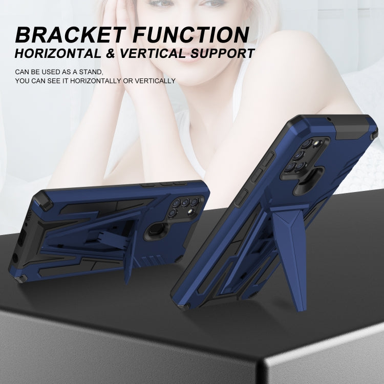 For Samsung Galaxy A21s Super V Armor PC + TPU Shockproof Case with Invisible Holder