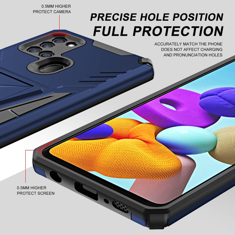 For Samsung Galaxy A21s Super V Armor PC + TPU Shockproof Case with Invisible Holder