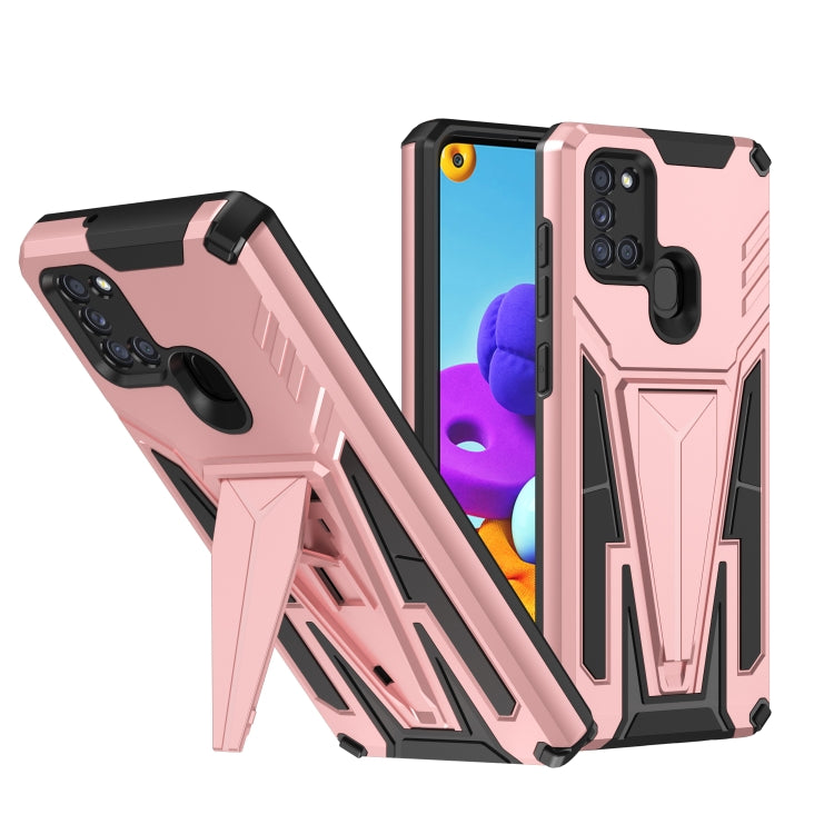 For Samsung Galaxy A21s Super V Armor PC + TPU Shockproof Case with Invisible Holder