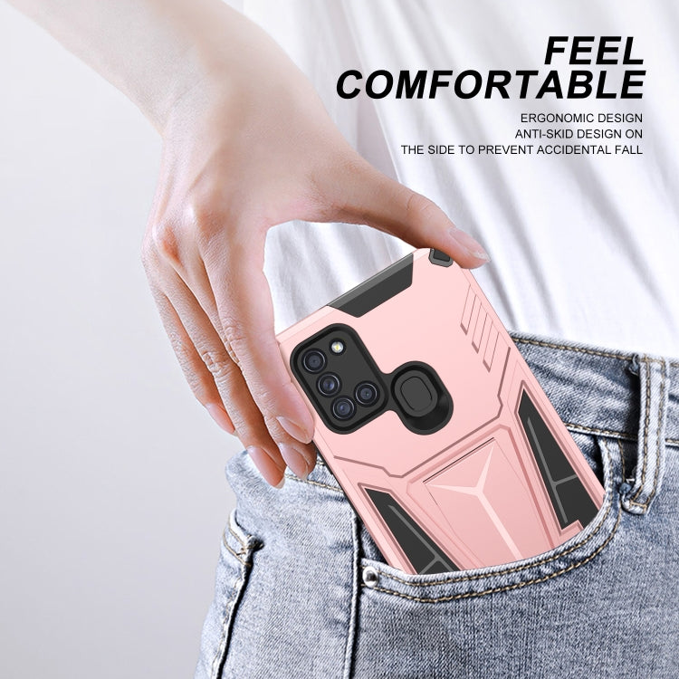 For Samsung Galaxy A21s Super V Armor PC + TPU Shockproof Case with Invisible Holder