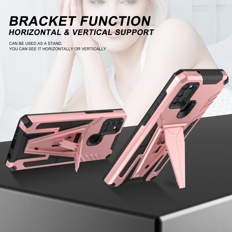 For Samsung Galaxy A21s Super V Armor PC + TPU Shockproof Case with Invisible Holder