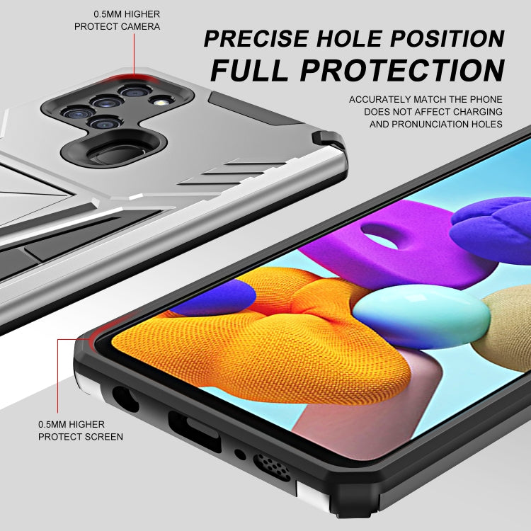 For Samsung Galaxy A21s Super V Armor PC + TPU Shockproof Case with Invisible Holder